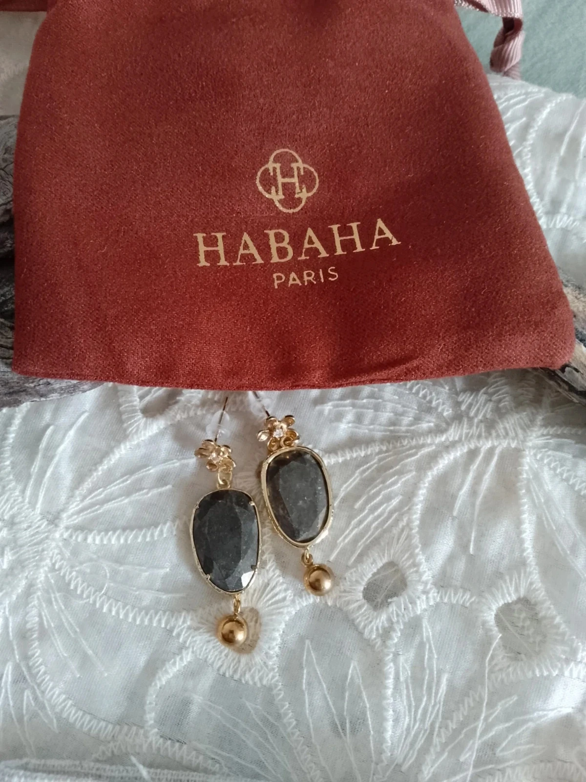Brincos de pedras de pirita Habaha – photo 3